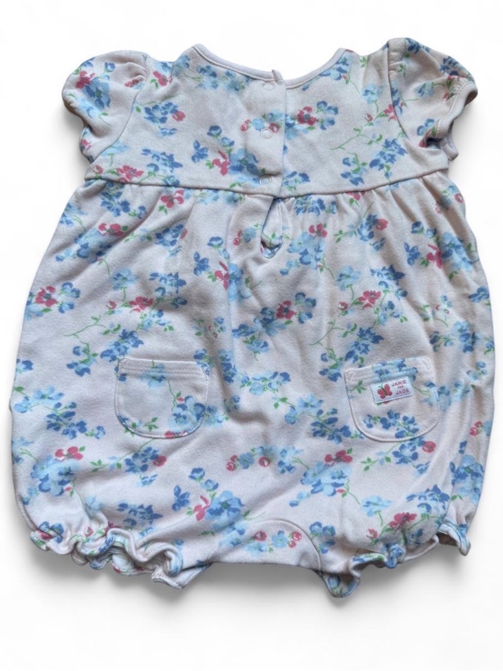 Janie and Jack Baby Girl Floral Bubble Romper GUC 6-12 Months - Picture 2 of 3